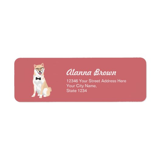 Sitting Cool Hipster Shiba Inu voor Hondenliefhebb Etiket (Voorkant)