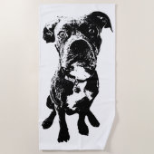 Sitting Dog Beach Towel – Minimalist Illustration Strandlaken (Voorkant)