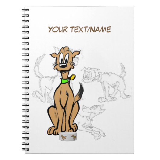 Sitting Dog Cartoon Schets Notitieboek (Voorkant)