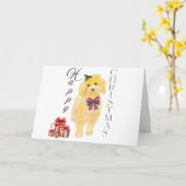 Sitting Dog Christmas Kaart (Gele Bloem)