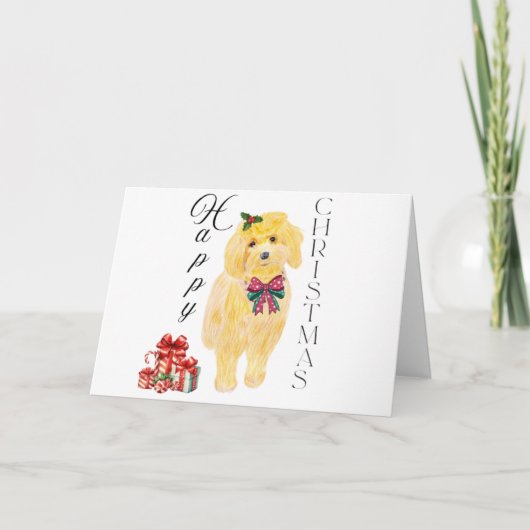 Sitting Dog Christmas Kaart (Voorkant)