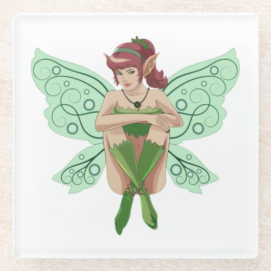 SITTING FAIRY GLAZEN ONDERZETTER (Voorkant)