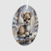 Sitting Fawn in Snowflake Forest Ornament (voorkant)