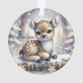 Sitting Fawn in Snowflake Forest Ornament (achterkant)