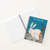 Sitting Fluffy White Rabbit Oranje White Flowers Notitieboek (Binnen)