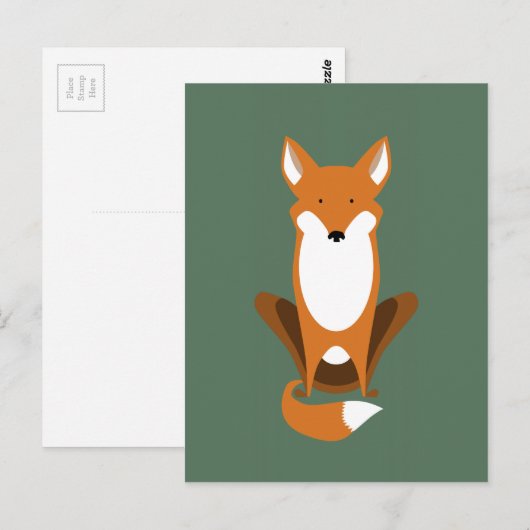 Sitting Fox Briefkaart (Voorkant / Achterkant)