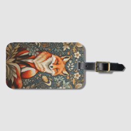 Sitting Fox William Morris geïnspireerd Floral Bagagelabel