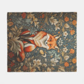  Sitting Fox William Morris geïnspireerd Floral Fleece Deken (Voorkant (Horizontaal))