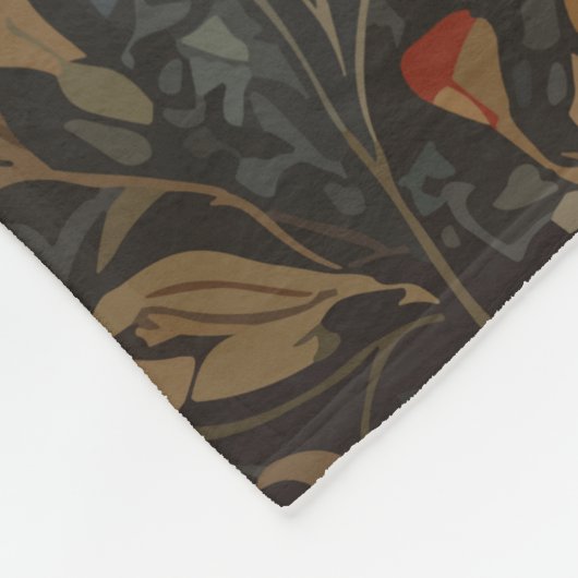Sitting Fox William Morris geïnspireerd Floral Fleece Deken (Hoek)