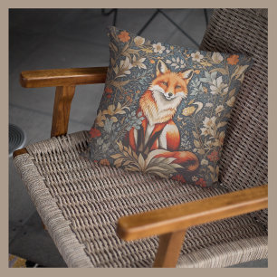 Sitting Fox William Morris geïnspireerd Floral Kussen