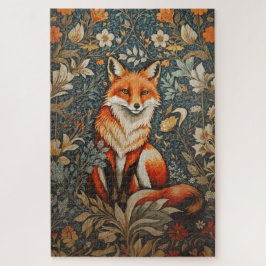 Sitting Fox William Morris geïnspireerd Floral Legpuzzel