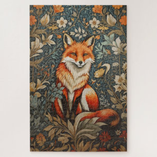  Sitting Fox William Morris geïnspireerd Floral Legpuzzel