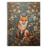 Sitting Fox William Morris geïnspireerd Floral Notitieboek (Voorkant)