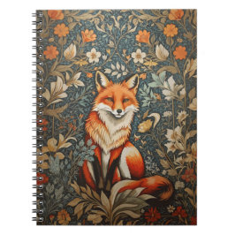 Sitting Fox William Morris geïnspireerd Floral Notitieboek