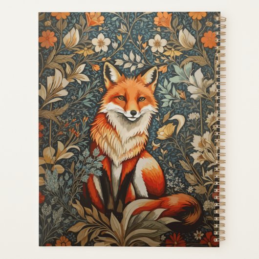  Sitting Fox William Morris geïnspireerd Floral Planner (Achterkant)
