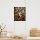  Sitting Fox William Morris geïnspireerd Floral Poster (Keuken)