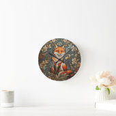  Sitting Fox William Morris geïnspireerd Floral Ronde Klok (Huis)