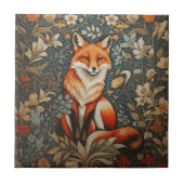 Sitting Fox William Morris geïnspireerd Floral Tegeltje (Voorkant)