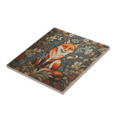 Sitting Fox William Morris geïnspireerd Floral Tegeltje (Zijkant)