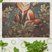 Sitting Fox William Morris geïnspireerd Floral Theedoek (Gevouwen)