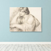 Sitting Girl (door Pierre-Auguste Renoir) Canvas Afdruk (Insitu (Houten vloer))