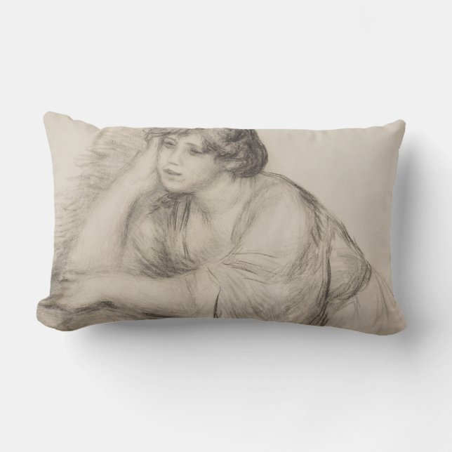 Sitting Girl (door Pierre-Auguste Renoir) Kussen (Voorkant)