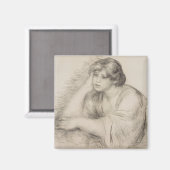 Sitting Girl (door Pierre-Auguste Renoir) Magneet (Voorkant / Achterkant)