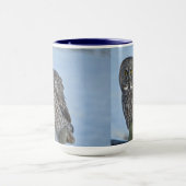 Sitting Great Grey Owl and Snow Wildlife Raptor Mok (Midden)