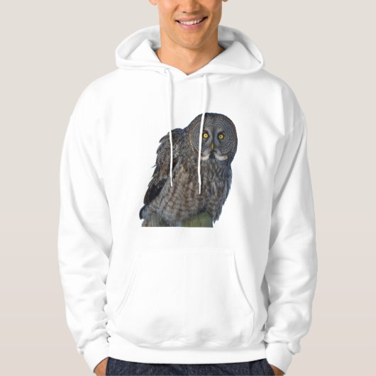 Sitting Great Grey Owl Raptor Wildlife Foto Hoodie (Voorkant)
