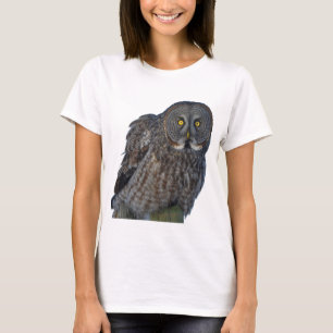 Sitting Great Grey Owl Raptor Wildlife Foto T-shirt