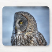 Sitting Great Grey Owl Wildlife Raptor Muismat (Voorkant)