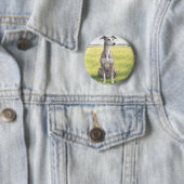 Sitting Greyhound Waterverf Button Pin (In situ)