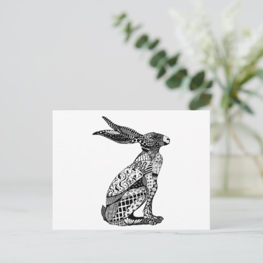 Sitting Hare Briefkaart (Staand voorkant)