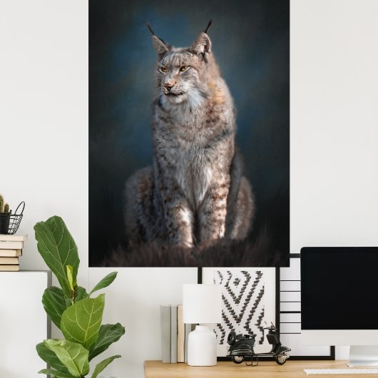 Sitting iberian lynx poster (Thuiskantoor)