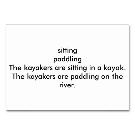 Sitting Kayaking Reading Flashcards voor volwassen Kaart (Achterkant)