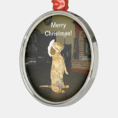 Sitting  kerstversiering Dachshund Metalen Ornament (Links)