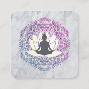 Sitting Lotus Mandala en Marble Vierkante Visitekaartje
