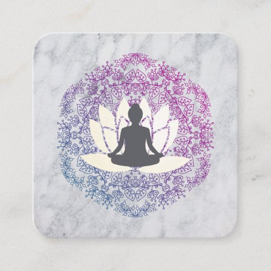 Sitting Lotus Mandala en Marble Vierkante Visitekaartje (Voorkant)