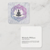 Sitting Lotus Mandala en Marble Vierkante Visitekaartje (Voorkant / Achterkant)