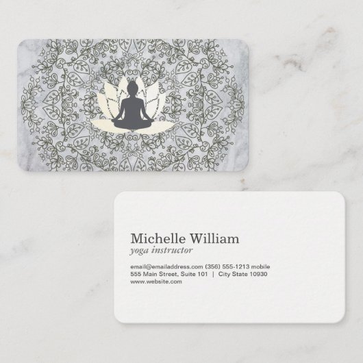 Sitting Lotus Mandala en Marble Visitekaartje (Voorkant / Achterkant)
