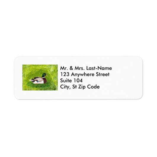 Sitting Mallard Retour Adreslabels Etiket (Voorkant)