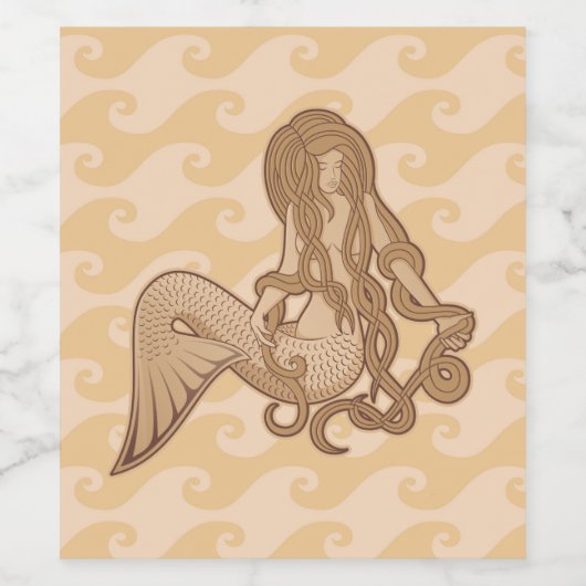 Sitting Mermaid Beige Wijn Etiket (Enkel label)