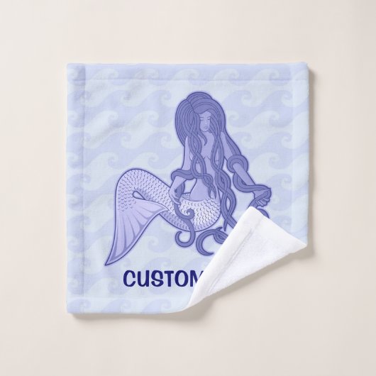 Sitting Mermaid Blue Bad Handdoek (Wasdoekje)