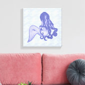 Sitting Mermaid Blue Canvas Afdruk (Insitu (Woonkamer))