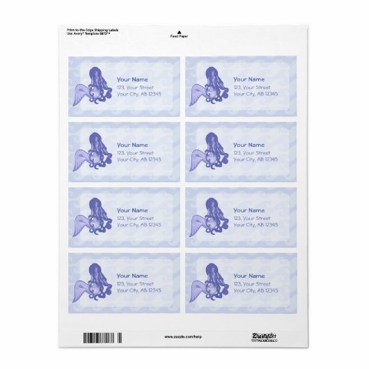Sitting Mermaid Blue Etiket (Full Sheet)