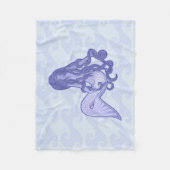 Sitting Mermaid Blue Fleece Deken (Voorkant)
