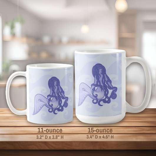 Sitting Mermaid Blue Koffiemok
