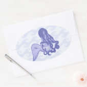 Sitting Mermaid Blue Ovale Sticker (Envelop)