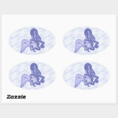 Sitting Mermaid Blue Ovale Sticker (Vel)