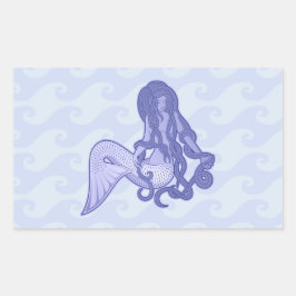 Sitting Mermaid Blue Rechthoekige Sticker